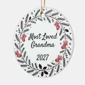 Most Loved Grandma Christmas Round Keramisch Ornament (Links)