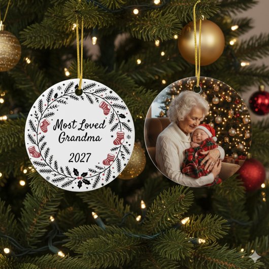 Most Loved Grandma Christmas Round Keramisch Ornament