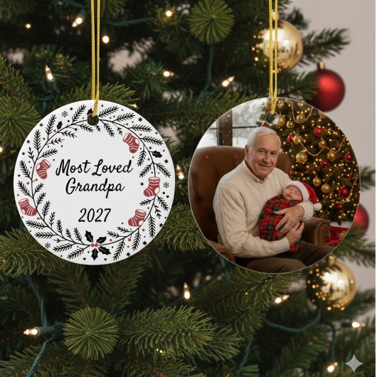 Most Loved Grandpa Christmas Round Keramisch Ornament