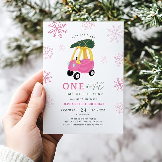 Most ONEderful Time Of The Year Pink 1st Birthday Kaart