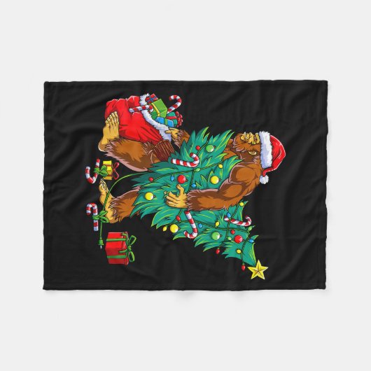 Most Wonderful Christmas Co Bigfoot Christmas Tree Fleece Deken (Voorkant (Horizontaal))