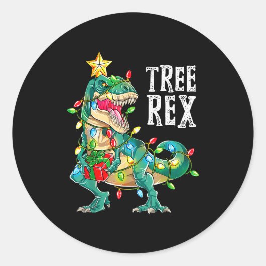 Most Wonderful Christmas Co Dinosaur Christmas Tre Ronde Sticker (Voorkant)