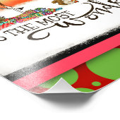 Most Wonderful Time Festive Deer Tree Christmas  Foto Afdruk (Hoek)