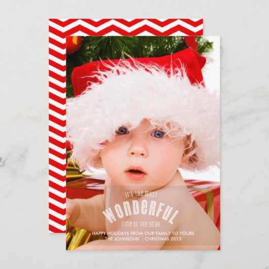 Most Wonderful Time Full Page Photo Card Feestdagenkaart (Voorkant / Achterkant)