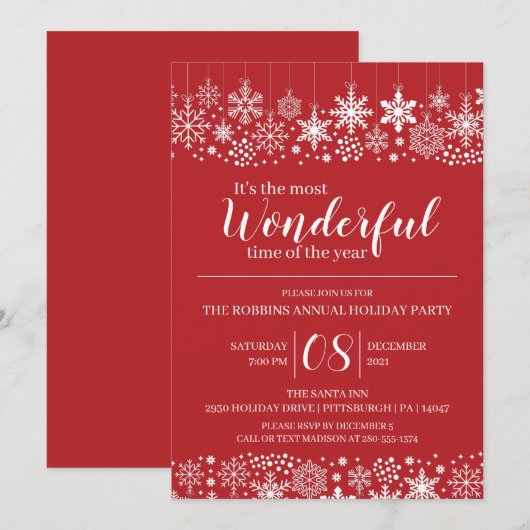 Most Wonderful Time of the Year Holiday Party Kaart (Voorkant / Achterkant)