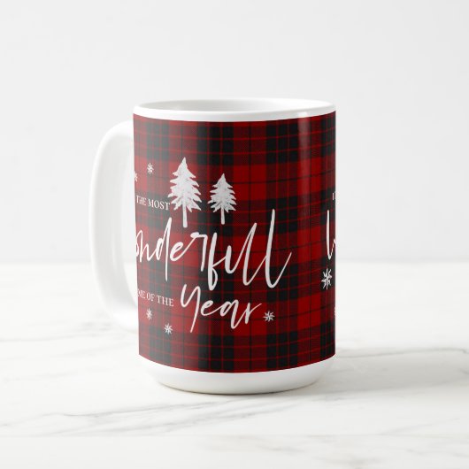 Most Wonderful Time Of The Year Plaid Christmas Koffiemok (Voorkant links)