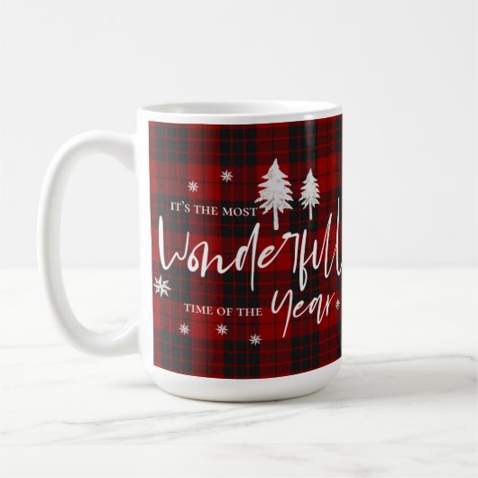 Most Wonderful Time Of The Year Plaid Christmas Koffiemok (Links)