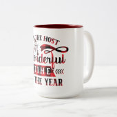Most Wonderful Time Of The Year Plaid Christmas Tweekleurige Koffiemok (Voorkant rechts)