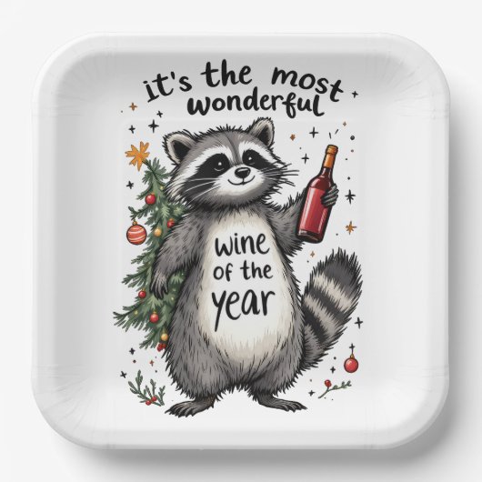 Most Wonderful Wine of the Year Raccoon  Papieren Bordje (Voorkant)