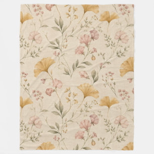 Mostaard Bloemige Vintage Wingerd Botanische Worpd Fleece Deken
