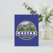 Mostar Bosnia and Herzegovina Travel Art Emblem Briefkaart (Staand voorkant)