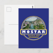 Mostar Bosnia and Herzegovina Travel Art Emblem Briefkaart (Voorkant / Achterkant)