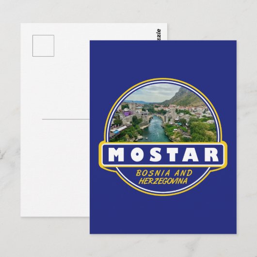 Mostar Bosnia and Herzegovina Travel Art Emblem Briefkaart (Voorkant / Achterkant)