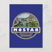Mostar Bosnia and Herzegovina Travel Art Emblem Briefkaart (Voorkant)