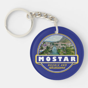 Mostar Bosnia and Herzegovina Travel Art Emblem Sleutelhanger