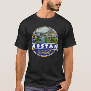 Mostar Bosnia and Herzegovina Travel Art Emblem T-shirt