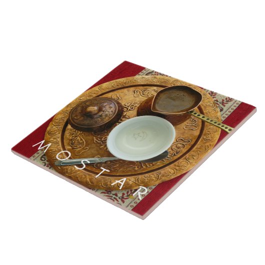 Mostar Bosnian koffiezetkeramische tegel Tegeltje (Zijkant)