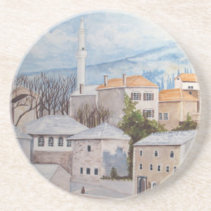 Mostar , Bosnië - Acryldompelen Zandsteen Onderzetter