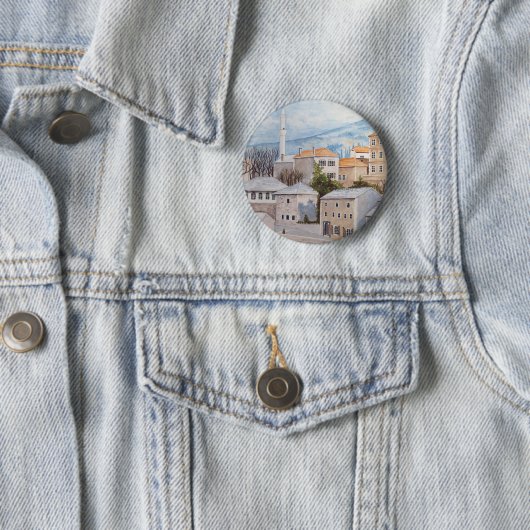 Mostar, Bosnië - Acryltueel schilderen Ronde Button 5,7 Cm (In situ)