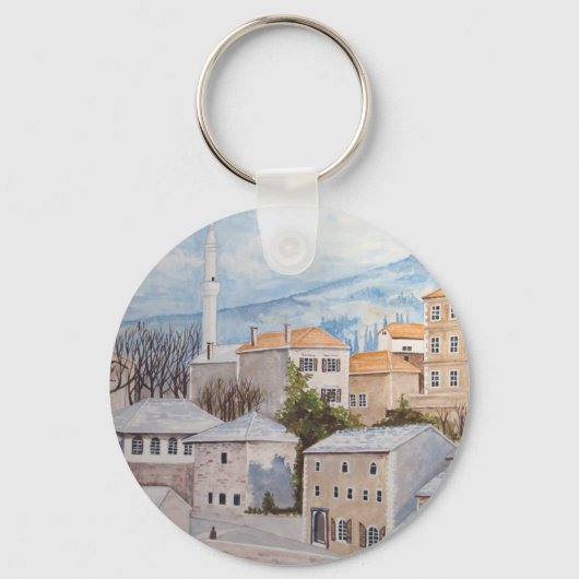 Mostar, Bosnië - Acryltueel schilderen Sleutelhanger (Voorkant)