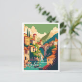 Mostar Bosnië Art vintage reisillustratie Briefkaart (Staand voorkant)