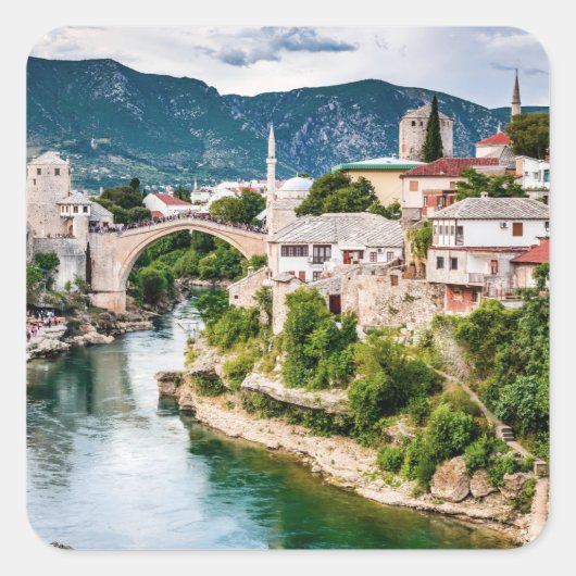 Mostar Bosnië en Herzegovina Vierkante Sticker (Voorkant)