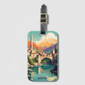 MOstar Bosnië Herzegovina Retro Vintage Reizen Bagagelabel (Voorkant (verticaal))
