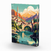Mostar Bosnië Herzegovina Retro Vintage Reizen Fotoblokken (Rechts)