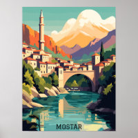 Mostar Bosnië Herzegovina Retro Vintage Reizen