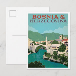 Mostar Bosnië Herzegovina Vintage Kunst Reizen Briefkaart