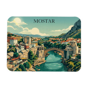 Mostar Bosnië Oude Brug Stari Most Retro Reizen Magneet