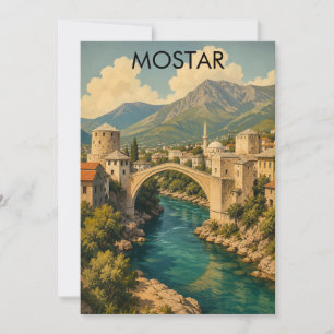 Mostar Bosnië Oude Brug Stari Reis Retro Kaart