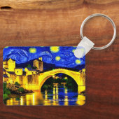 Mostar Bridge, Bosnië-Herzegovina op een sleutelri Sleutelhanger (Voorkant)
