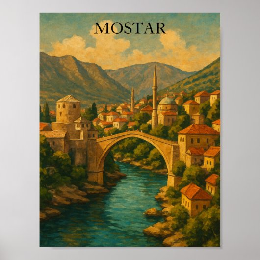  Mostar Bridge Bosnië Reizen Poster (Voorkant)