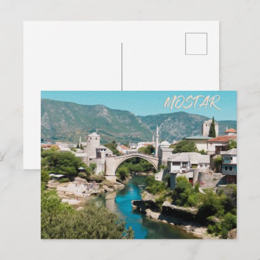 Mostar: Foto van olieverf Briefkaart (Voorkant / Achterkant)