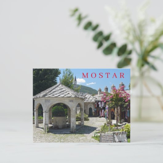 Mostar moskee binnenhof ansichtkaart briefkaart (Staand voorkant)