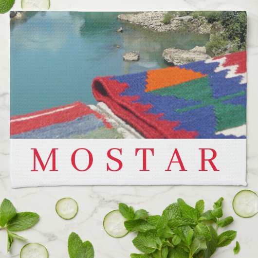 Mostar moskee uitzicht theedoeken (Gevouwen)