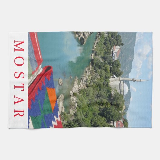 Mostar moskee uitzicht theedoeken (Horizontaal)