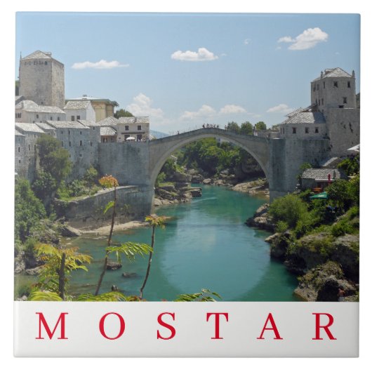 Mostar Old Bridge keramische tegel Tegeltje (Voorkant)