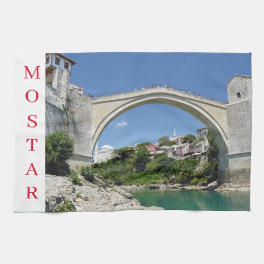 Mostar Old Bridge uitzicht theedoek (Horizontaal)