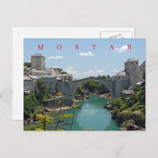 Mostar Old Bridge zicht op ansichtkaart Briefkaart (Voorkant / Achterkant)