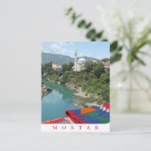 Mostar rivier en moskee uitzicht briefkaart (Staand voorkant)