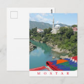 Mostar rivier en moskee uitzicht briefkaart (Voorkant / Achterkant)