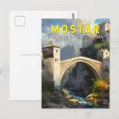 Mostar Stari most Travel Oil Painting Art  Briefkaart (Voorkant / Achterkant)