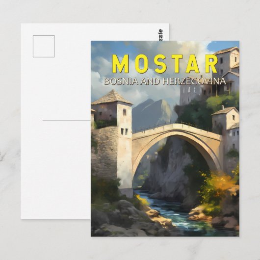 Mostar Stari most Travel Oil Painting Art  Briefkaart (Voorkant / Achterkant)