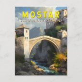Mostar Stari most Travel Oil Painting Art  Briefkaart (Voorkant)