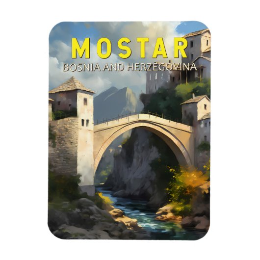Mostar Stari most Travel Oil Painting Art Magneet (Verticaal)