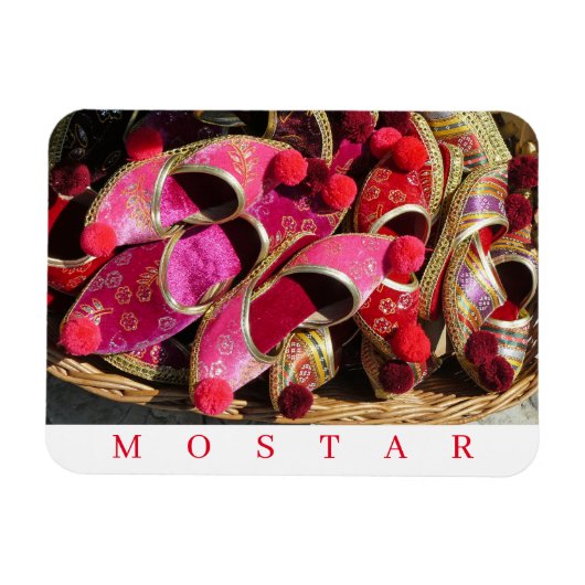 Mostar traditionele roze slippers koelkastmagneet magneet (Horizontaal)