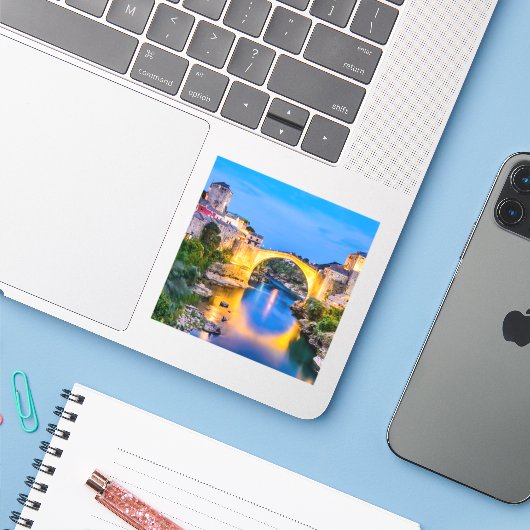 Mostar van Bosnië-Herzegovina Sticker (Laptop met iPhone)