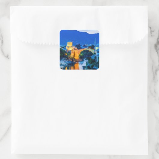 Mostar Vierkante Sticker (Tas)